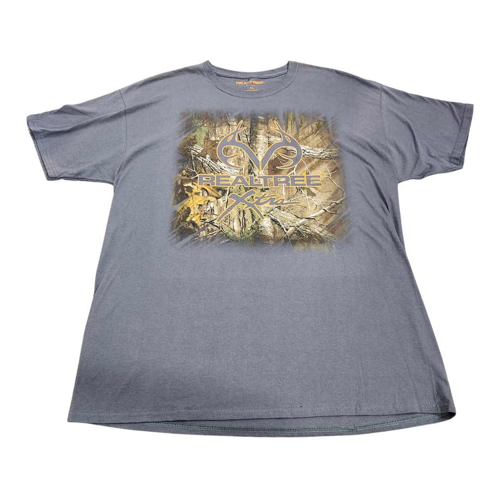 Realtree T Shirt Mens XL Xtra Graphic Charcoal Grey Outdoor EUC